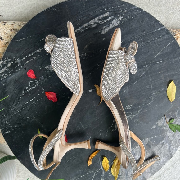 Badgley Mischka Collection Remi Crystal satin embellished ankle strap Sz 8 blush - Picture 9 of 17